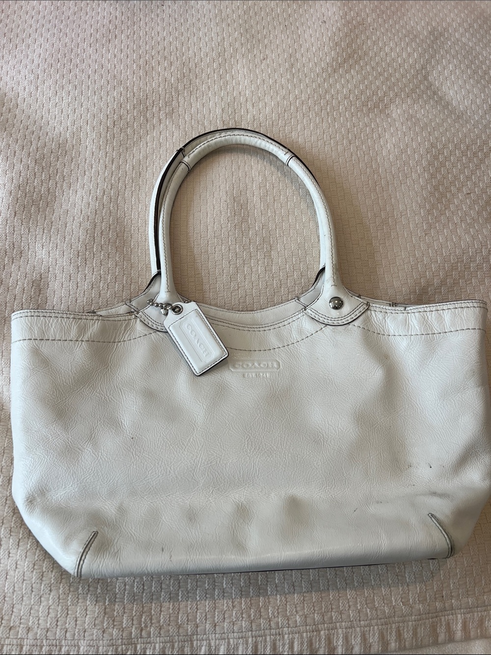 Coach Cream Leather Tote with Top Handles
